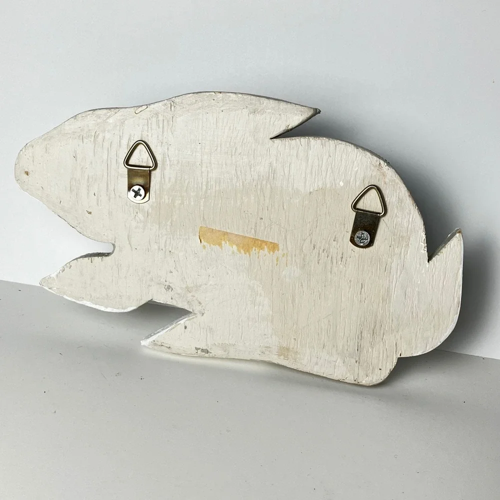 Laurie Becher Wall Hook Rack Bunny Rabbit 9.5in Gray Hand Painted Wood Whimsical